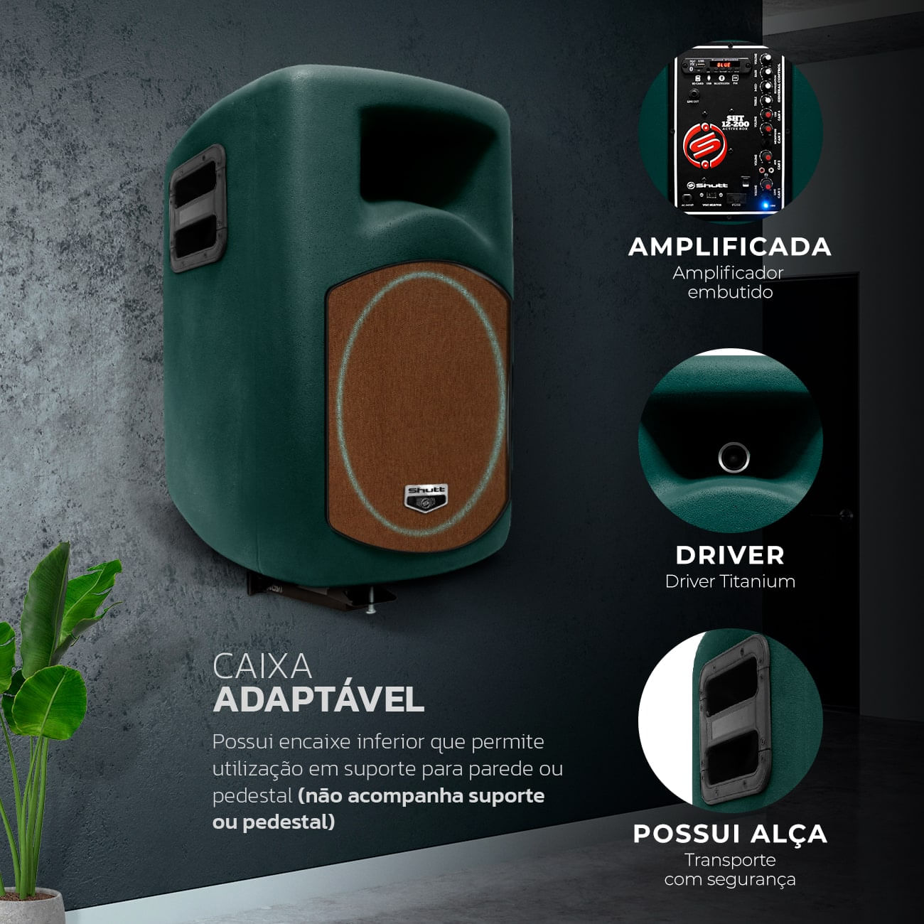 Encontraproduto.com.br - Caixa Som Ativa Shutt Retrô 480W RMS USB Rádio FM Bluetooth P10 Bivolt Ambiente Completa LED
