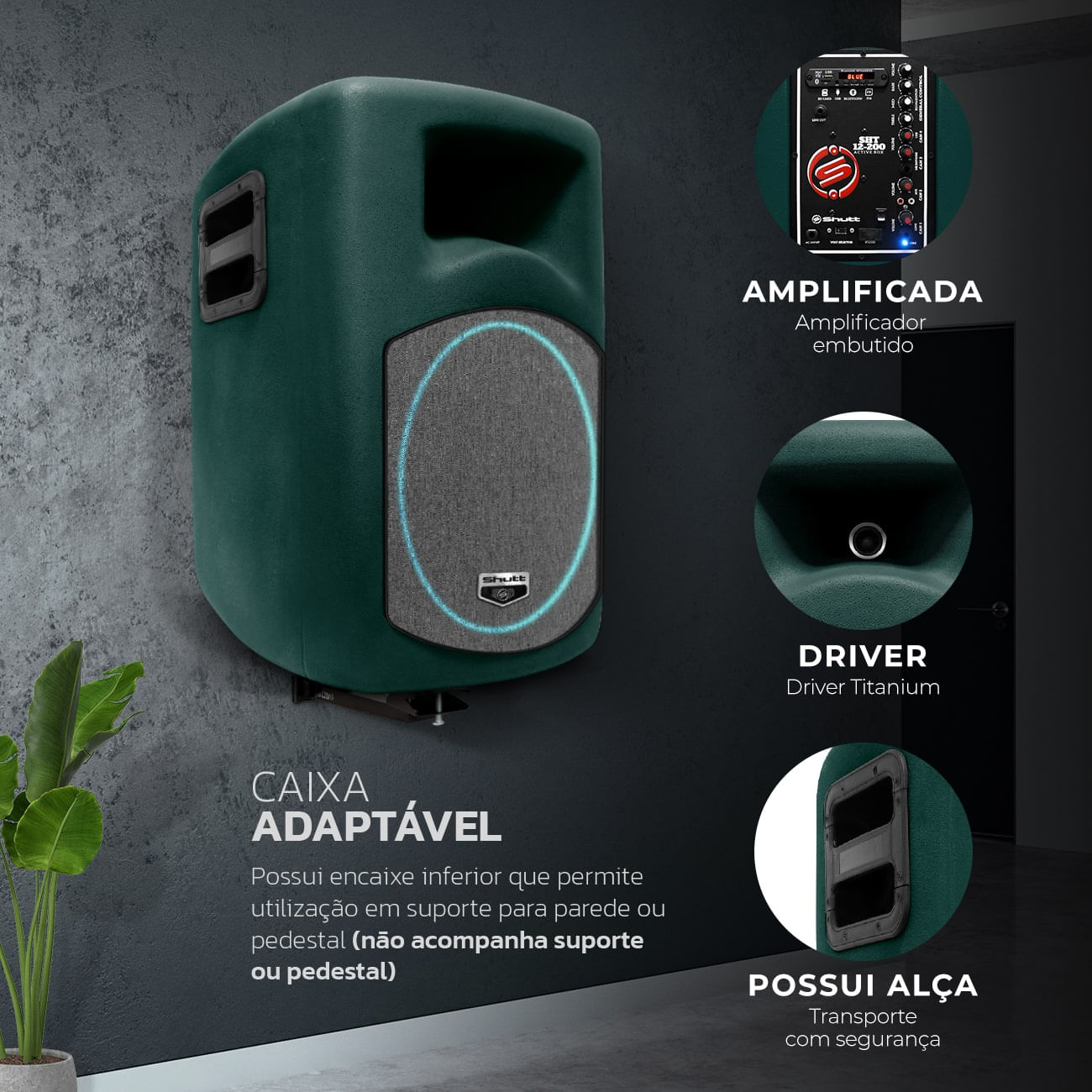 Encontraproduto.com.br - Caixa Som Ativa Shutt Retrô 480W RMS P10 Rádio FM USB Bluetooth Bivolt Ambiente Completa LED