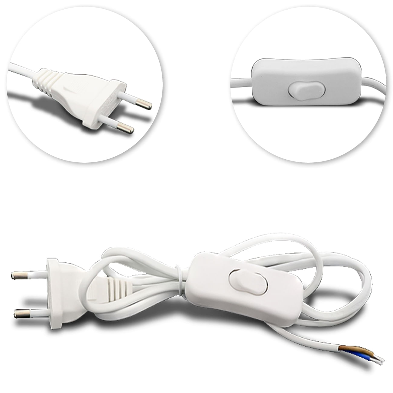 Encontraproduto.com.br - Cordão Abajur Interruptor Bivolt 110V 220V 60W 112cm Branco