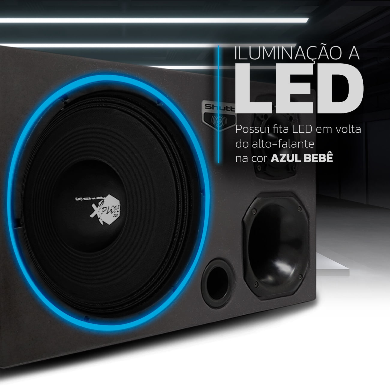 Encontraproduto.com.br - Caixa Som Trio Automotivo Pigmentada Shutt 400w RMS Woofer Xplode 12 Pol Toca Muito Som Forte LED