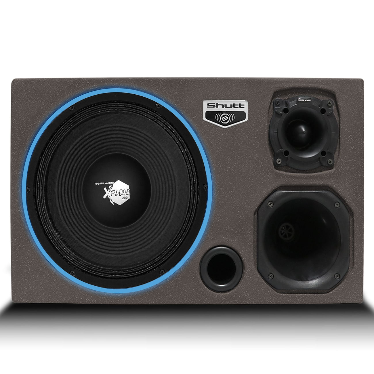Encontraproduto.com.br - Caixa Som Trio Automotivo Pigmentada Shutt 400w RMS Woofer Xplode 12 Pol Toca Muito Som Forte LED