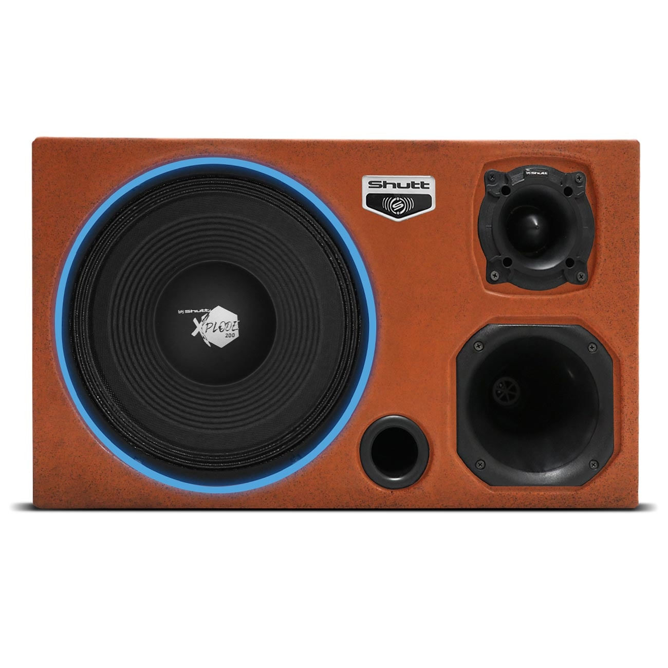 Encontraproduto.com.br - Caixa Som Trio Automotivo Amplificada 800W RMS Woofer Shutt Xplode 12 Pol Injetada Grave Forte LED