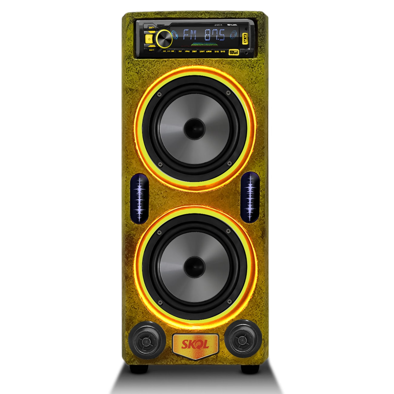 Encontraproduto.com.br - Caixa De Som Bob Residencial Skol Amplificada 500w Kit 2 Vias 6 Pol + Player Bluetooth USB LED