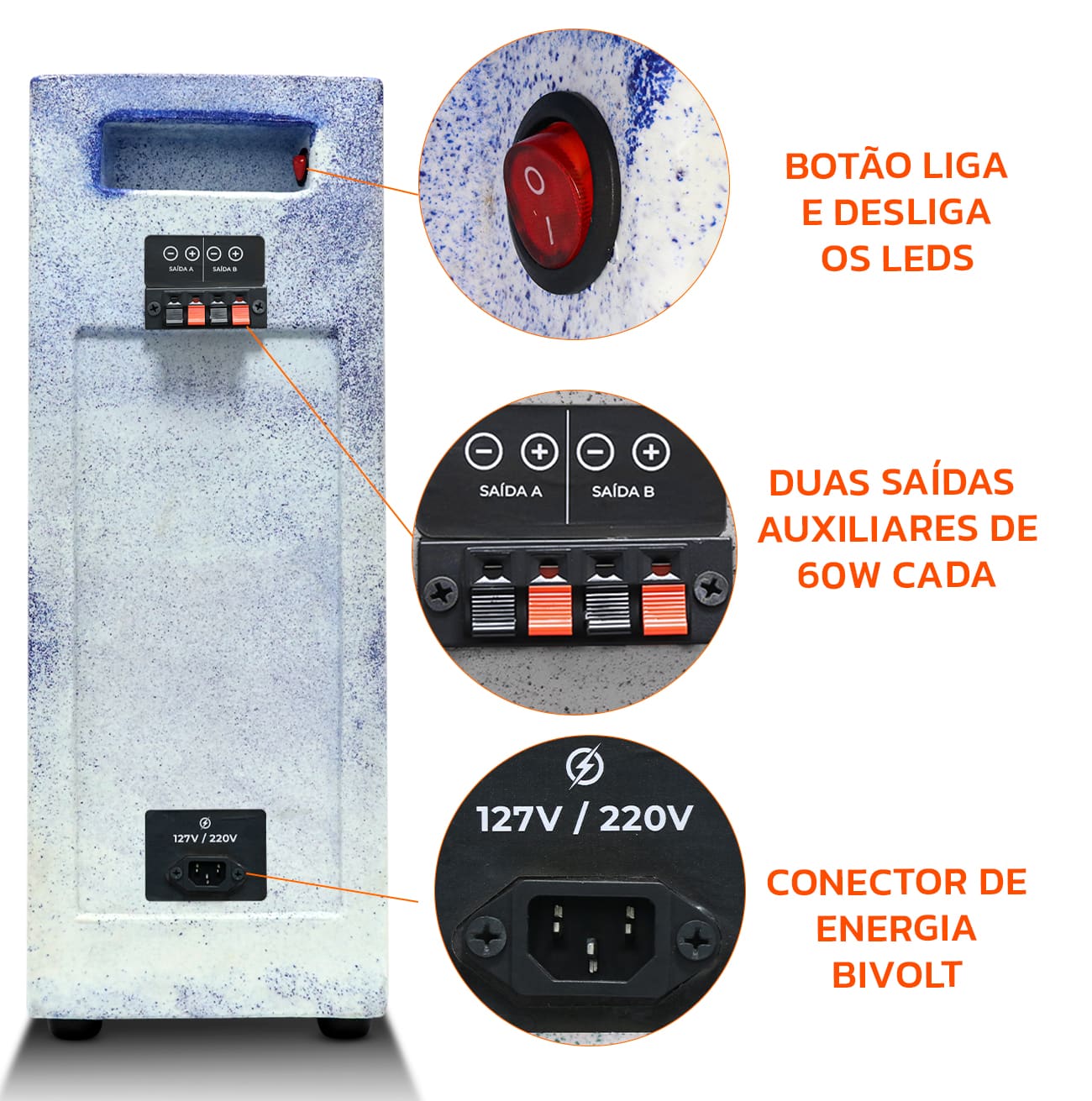 Encontraproduto.com.br - Caixa De Som Bob Residencial Boa Amplificada 500w Kit 2 Vias 6 Pol + Player Bluetooth USB LED