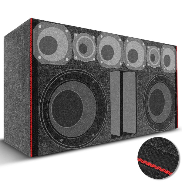 Encontraproduto.com.br - Caixa Som Trio Dutada Vazia 2 Alto Falante 12 Pol 4 Cornetas Longas 2 Tweeter Viés Personalizado