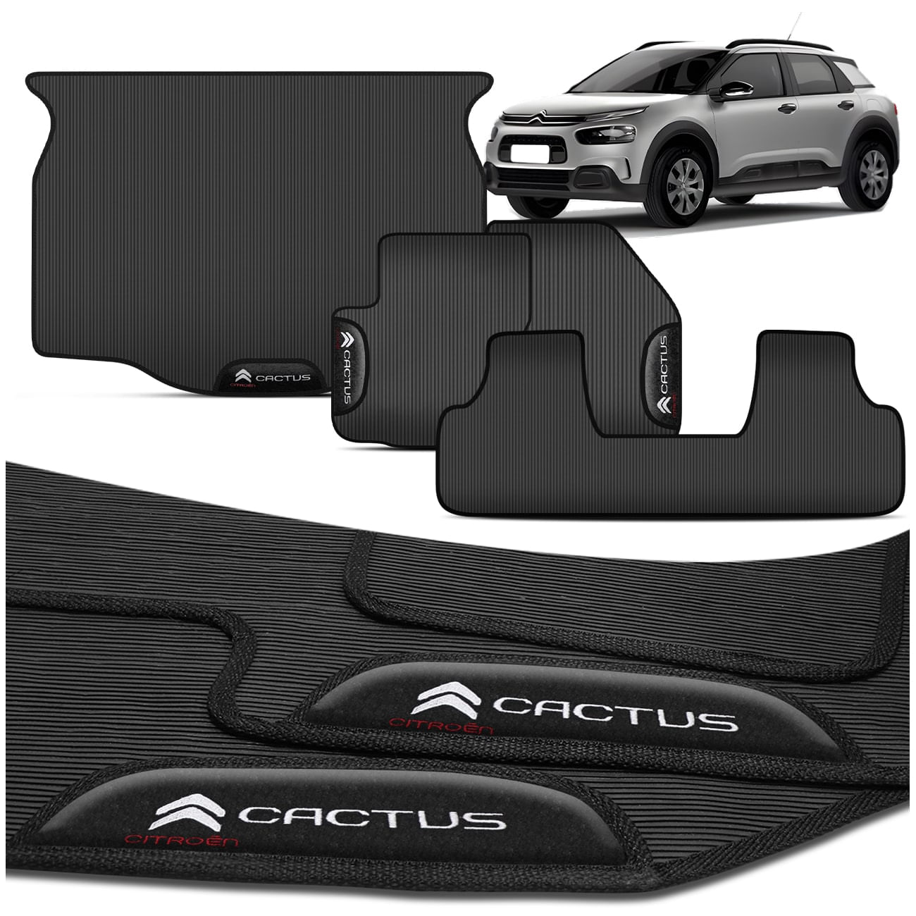 Kit Jogo de Tapete C4 Cactus 2018 a 2024 3 Peças + Tapete Porta Malas