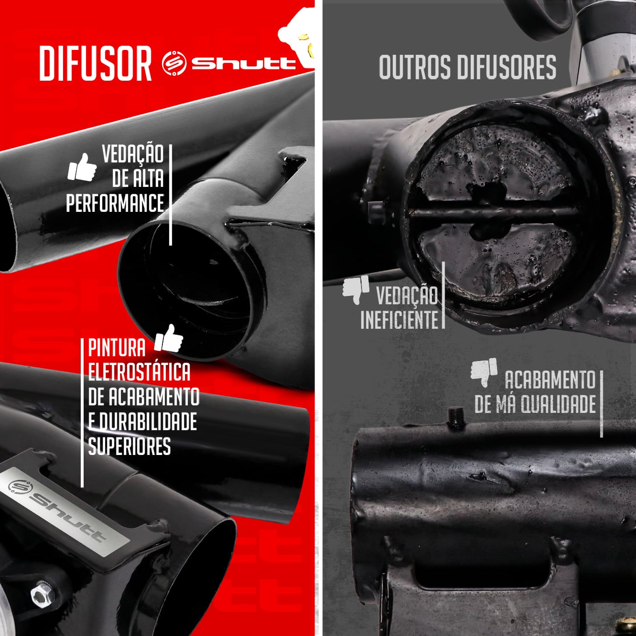 Encontraproduto.com.br - Difusor Escapamento Esportivo Reposição 2, 2.5 e 3 Polegadas Universal Preto Shutt