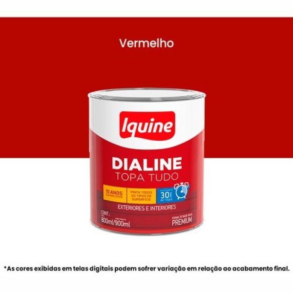 Encontraproduto.com.br - Tinta Esmalte Iquine A Base Dagua Premium Alto Brilho 800Ml Dialine Topa Tudo 045 Vermelho (MP)