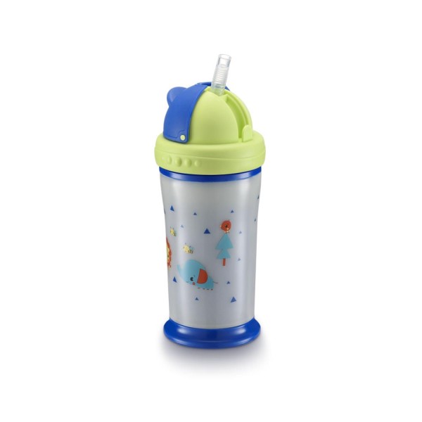Encontraproduto.com.br - Copo Playful Glow in The Dark Azul Star 240ml 12+M Fisher Price - BB1128OUT [Reembalado]