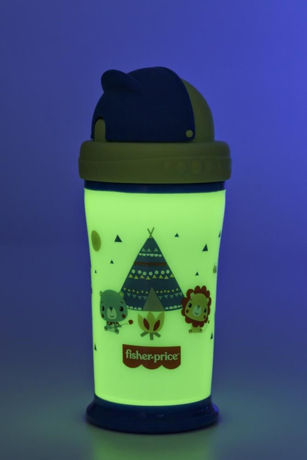Encontraproduto.com.br - Copo Playful Glow in The Dark Azul Star 240ml 12+M Fisher Price - BB1128OUT [Reembalado]