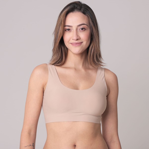 Encontraproduto.com.br - Sutiã Top Sem Costura Liso Bege - Uniq