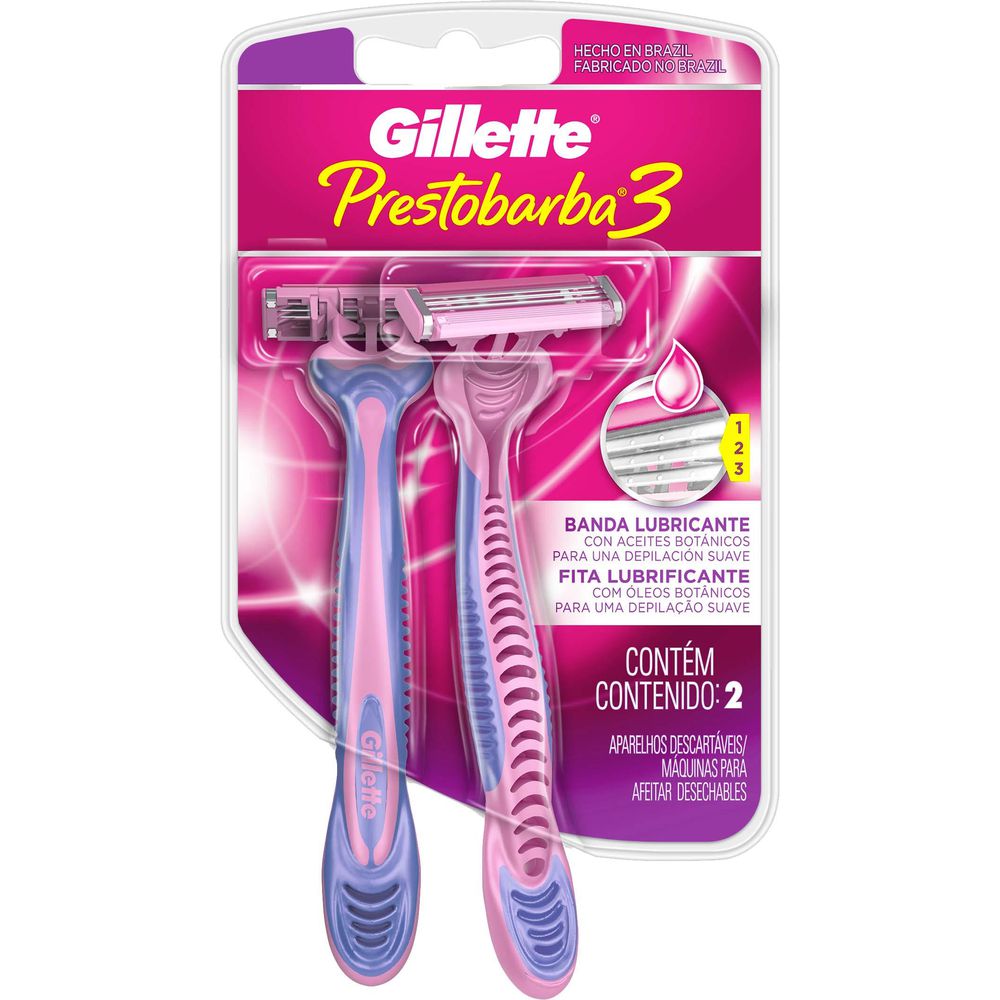 Aparelho de Depilação Gillette Prestobarba3 Feminino com 2 Unidades