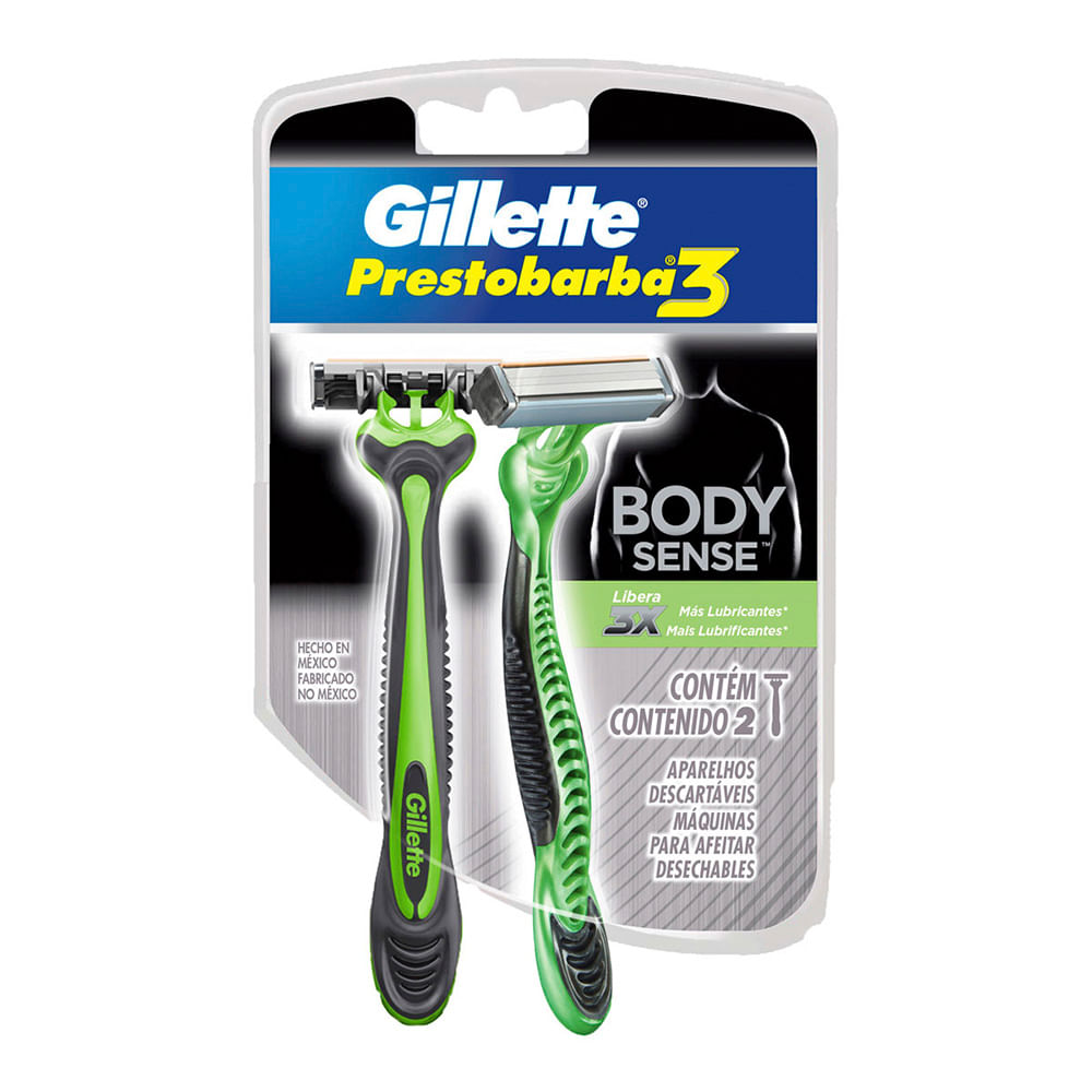 Aparelho de Barbear Gillette Prestobarba3 Body Sense com 2 unidades