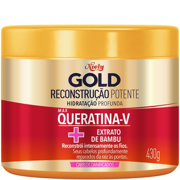 Creme de Tratamento Niely Gold Reconstrução Potente Queratina-V + Extrato de Bambu 430g