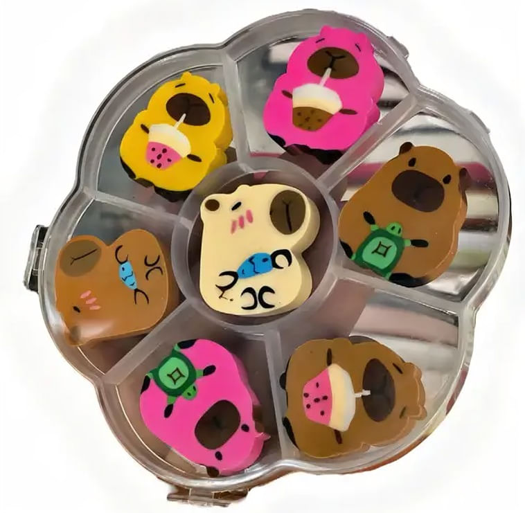 Borracha Capivara Mini Diversos Modelos 7 Unidades