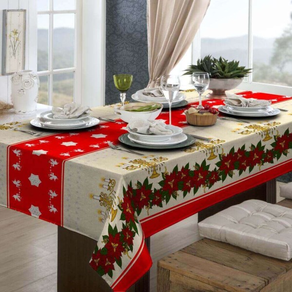 Toalha de Mesa Natal Retangular 1,40m x 2,40m - Raner