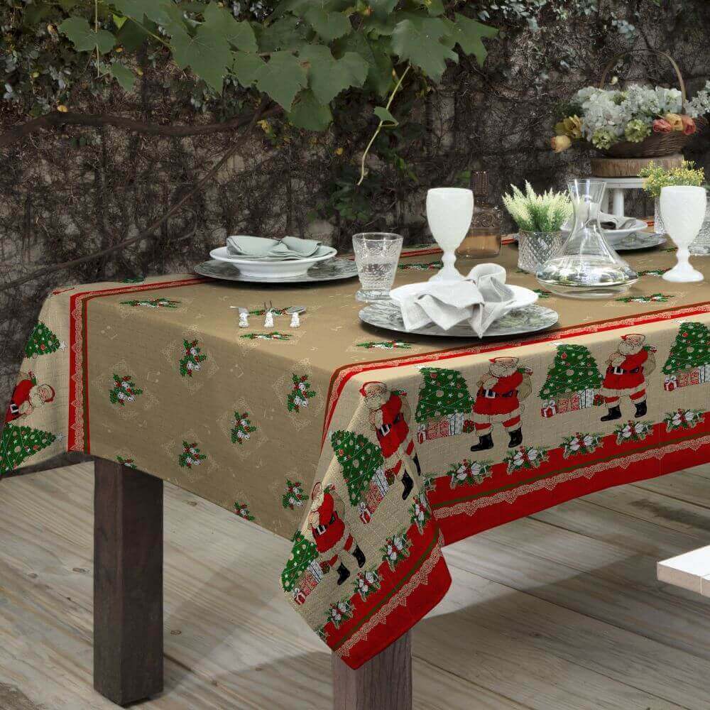 Toalha de Mesa Rústica Natal Retangular 1,40m x 3,90m - Raner