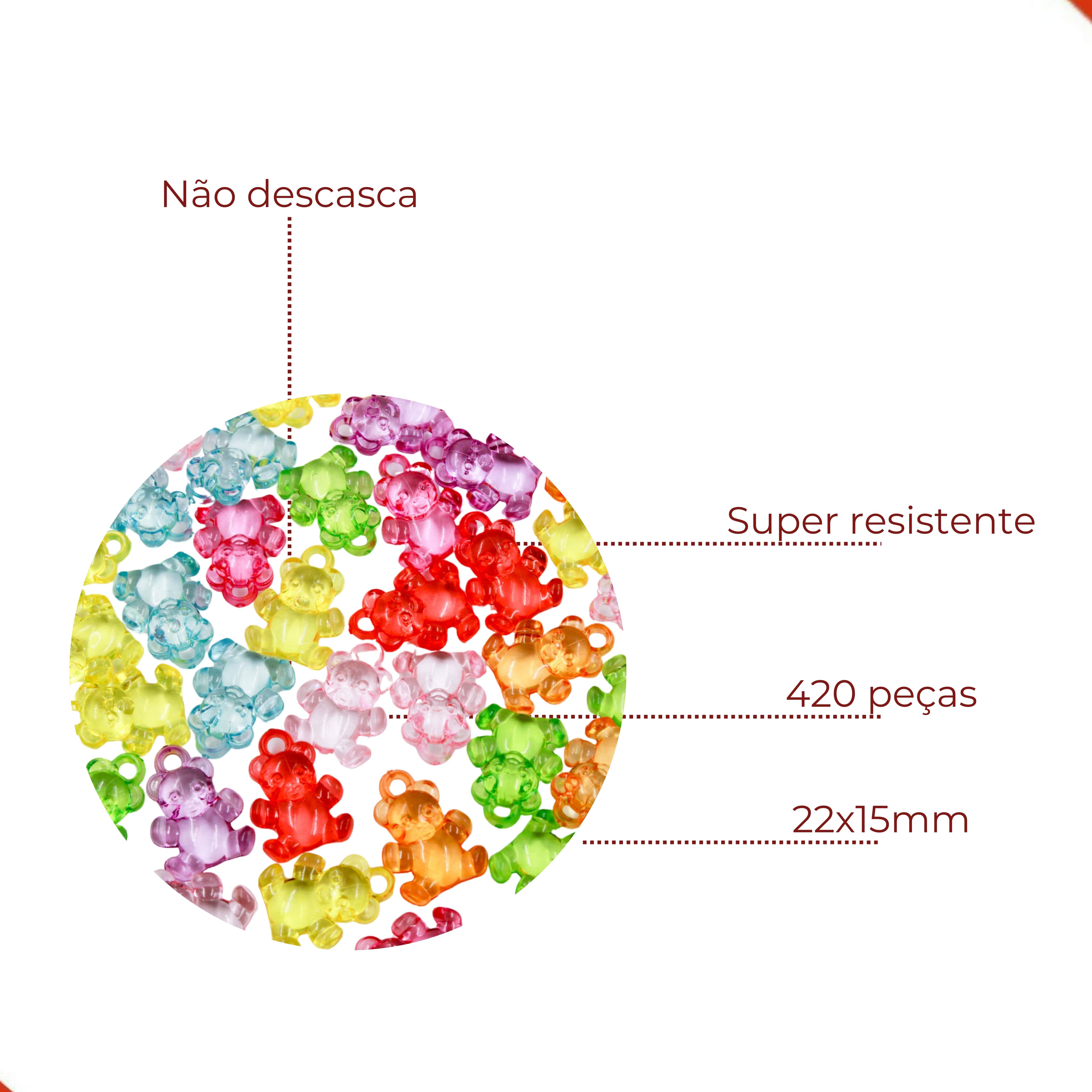 Encontraproduto.com.br - PINGENTE URSINHO TRANSLUCIDO 15X20MM EM ACRILICO COM 500GR