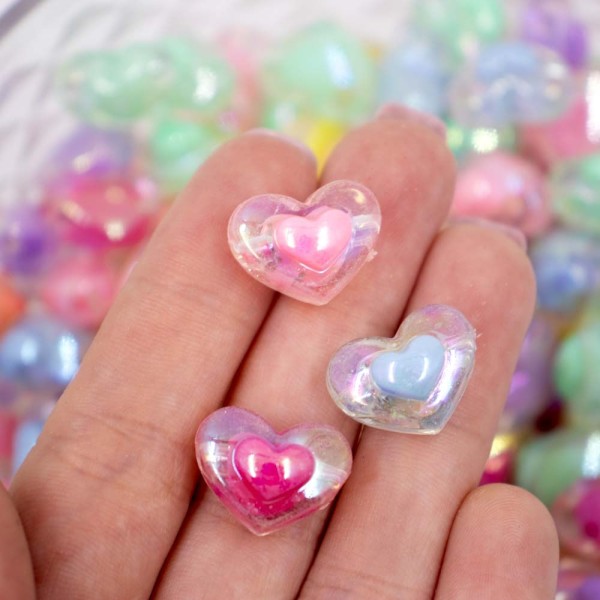 Encontraproduto.com.br - Entremeio Coração Com Miolo 13X17mm Em Acrílico Com 500G