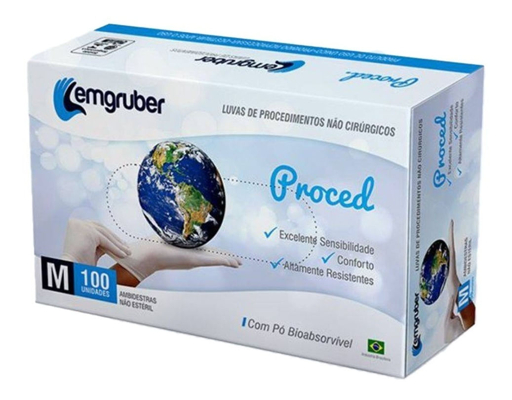 Luvas de Procedimentos Lemgruber Proced M com 100 Unidades