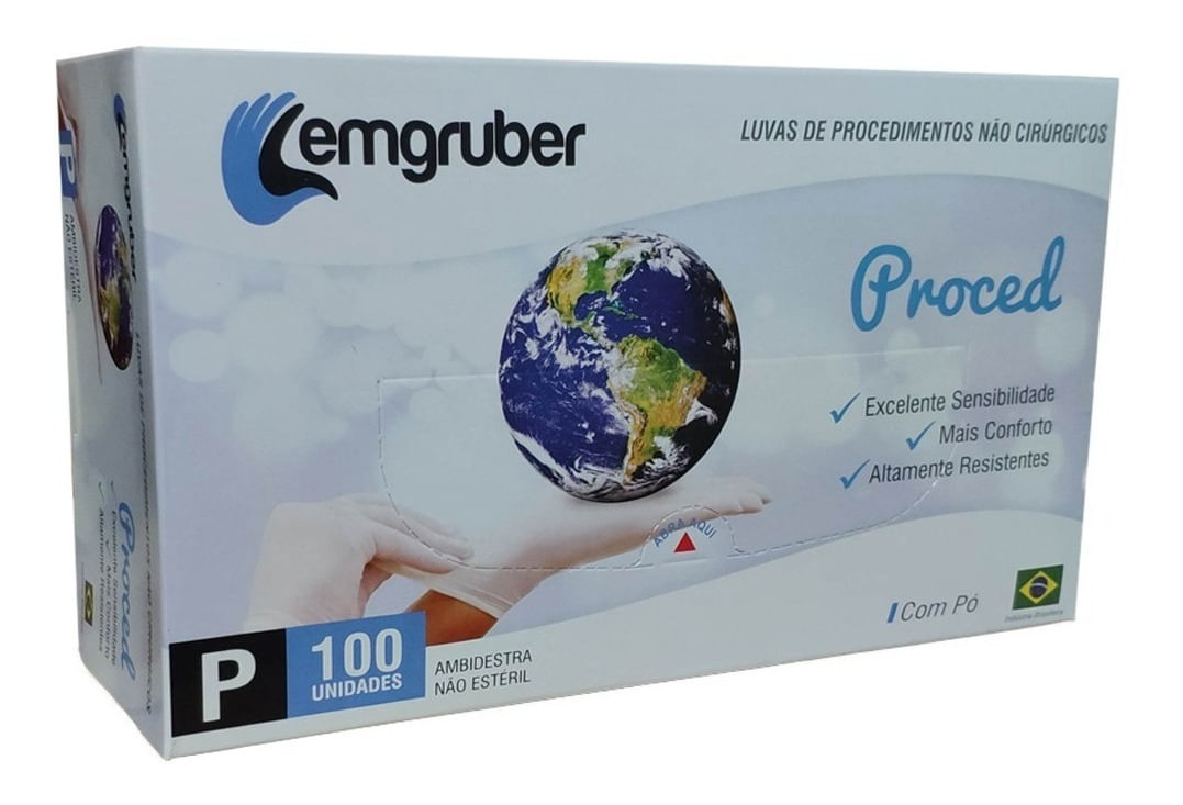Luvas de Procedimentos Lemgruber Proced P com 100 Unidades