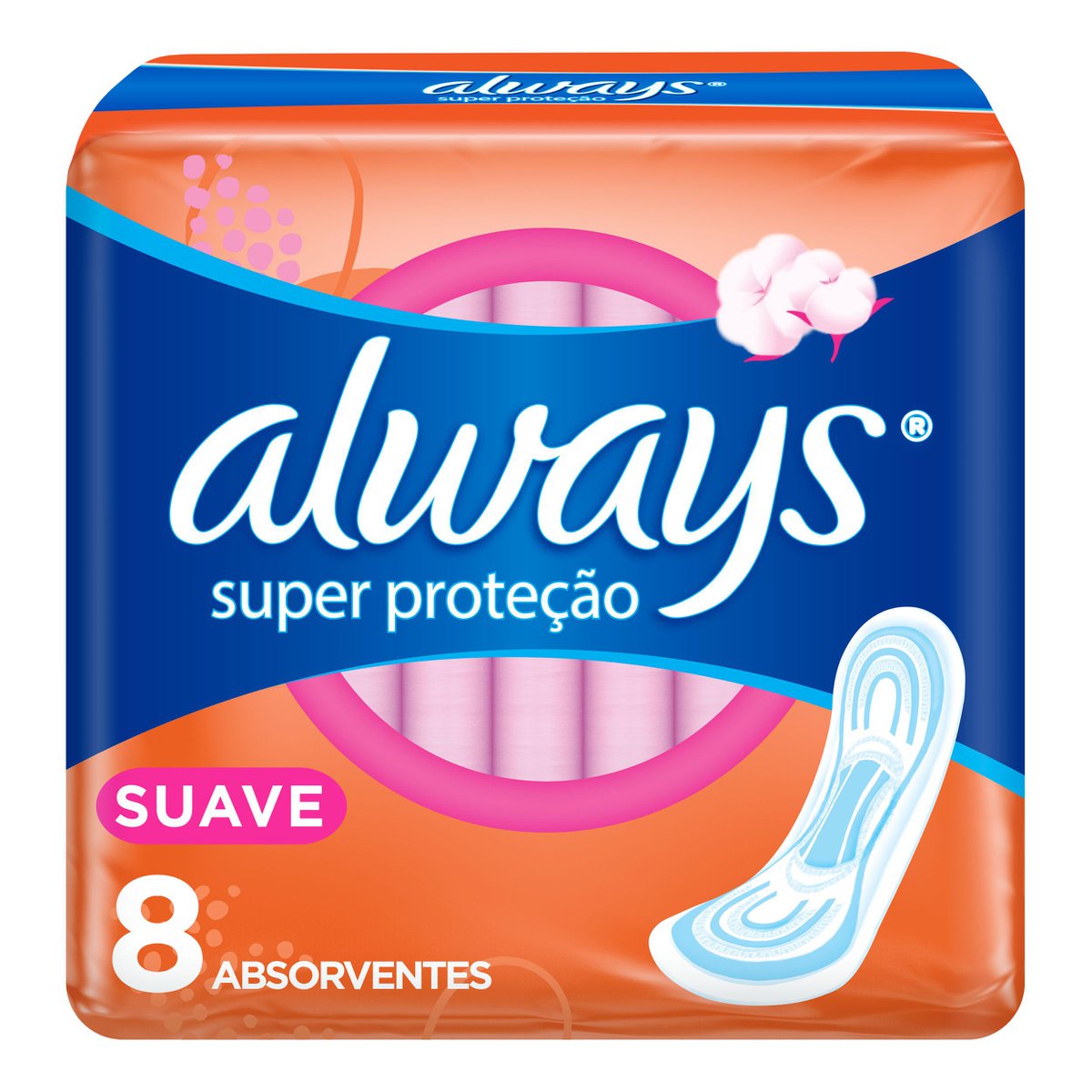Absorvente Always Super Proteção Suave sem Abas 8 Unidades