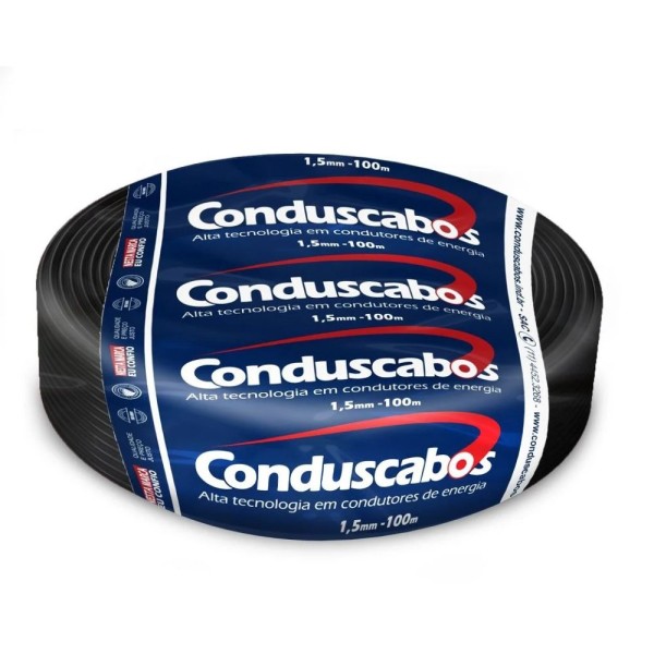 Encontraproduto.com.br - Fio/Cabo Flexível 450/750v 1,5mm 100 Metros Conduscabos Preto