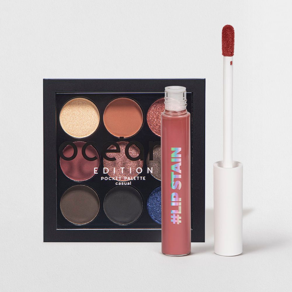 Kit Paleta de Sombras Pocket Casual + Batom Líquido Nude (2 Produtos)