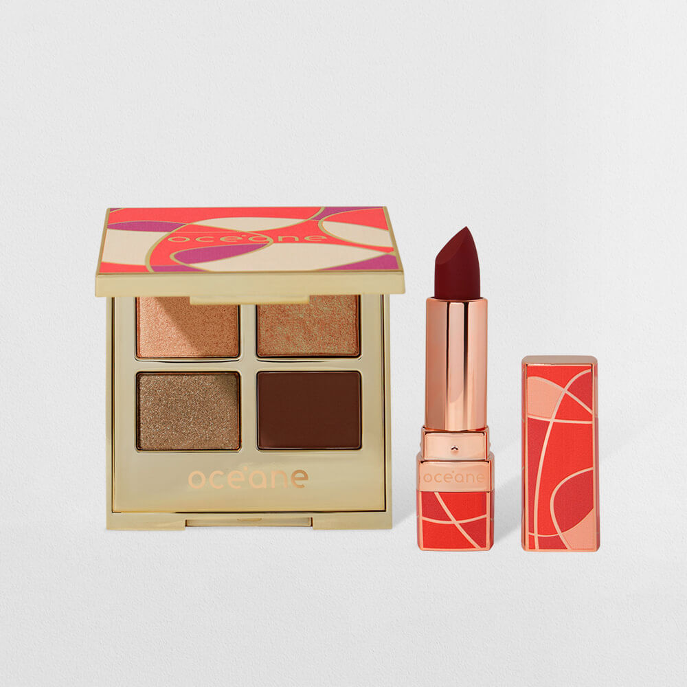 Kit Paleta de Sombras + Batom Vinho Capri (2 Produtos)