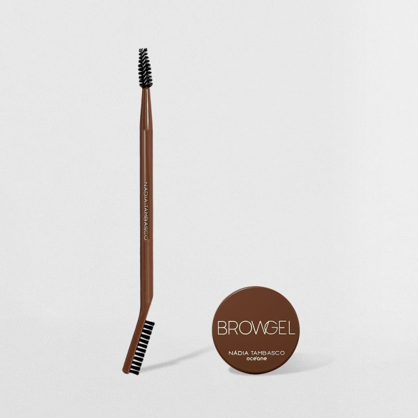 Encontraproduto.com.br - Kit Gel de Sobrancelha + Pincel Duo Brow Brush Nádia Tambasco By Océane (2 Produtos)