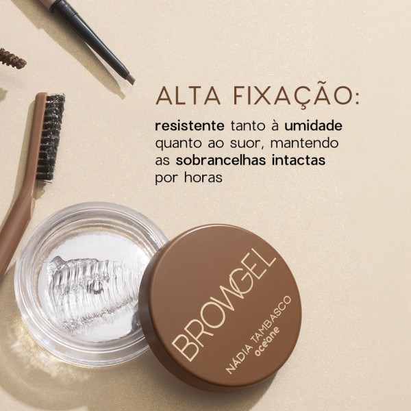 Encontraproduto.com.br - Kit Gel de Sobrancelha + Pincel Duo Brow Brush Nádia Tambasco By Océane (2 Produtos)