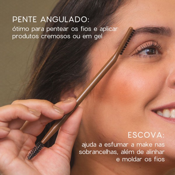 Encontraproduto.com.br - Kit Gel de Sobrancelha + Pincel Duo Brow Brush Nádia Tambasco By Océane (2 Produtos)