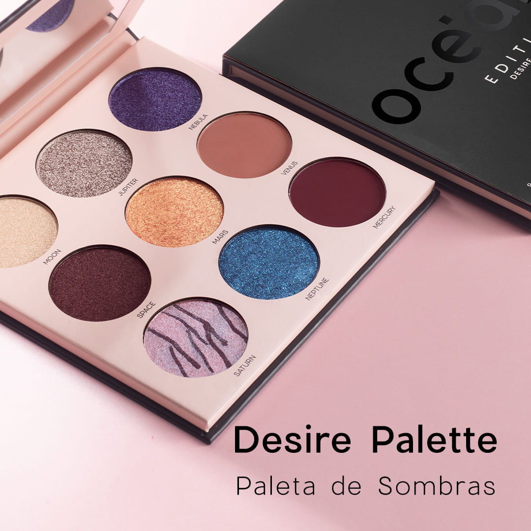 Kit Paleta de Sombras + Blush em Bastão Rosa Claro + Iluminador em Bastão + Batom Nude Semi-Matte Océane Edition (4 Produtos)