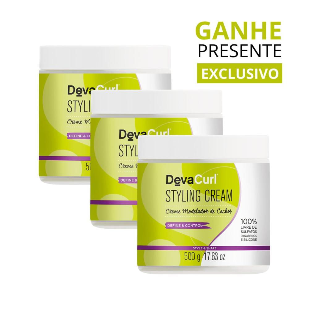 Kit Deva Curl Trio Creme Styling Cream 500g + sachê surpresa