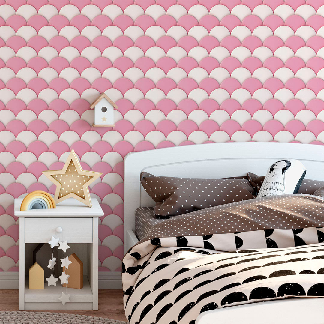 Encontraproduto.com.br - Papel de Parede Adesivo Infantil Rosa Arcos - Medidas: 48 x 300 cm