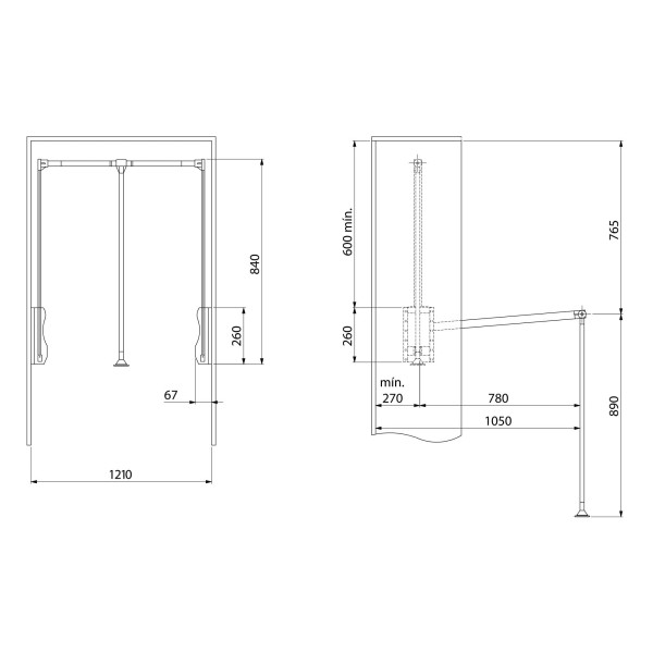 Encontraproduto.com.br - Cabideiro Extensível 890-1210mm 12kg Cromado - GMAD