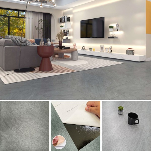 Encontraproduto.com.br - Piso Vinílico Autoadesivo Mármore Cimento Cinza 45,7 x 45,7 cm - Unidade