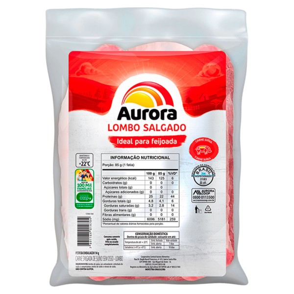 Lombo Suíno Aurora Salgado Porcionado Aprox 1kg