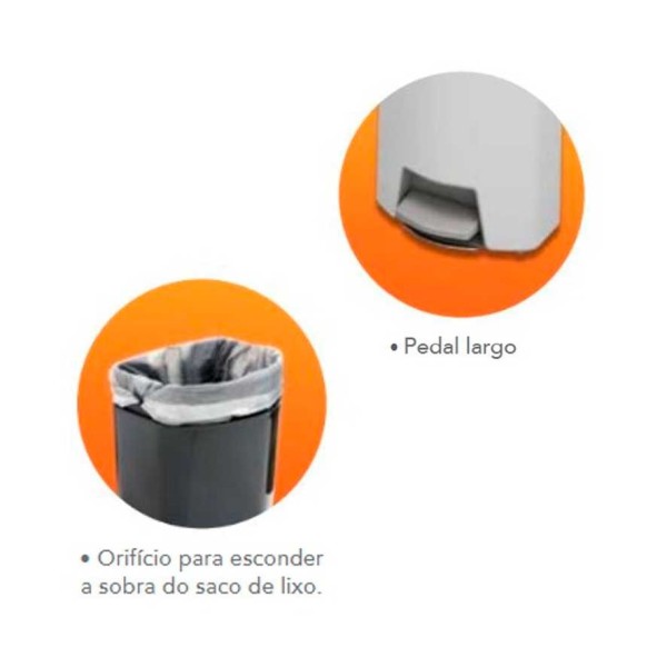Encontraproduto.com.br - Lixeira Plastica com Pedal 12L - Prat-k