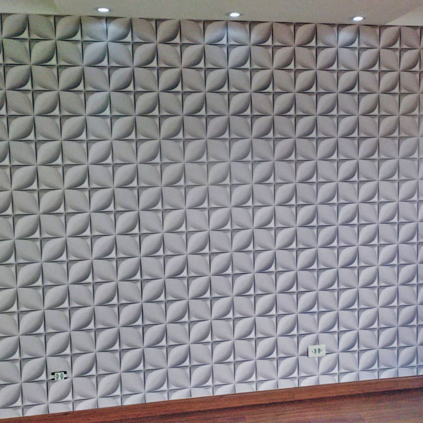 Encontraproduto.com.br - Papel de Parede Adesivo 3D Pétala Branco e Cinza - Medidas: 48 x 300 cm