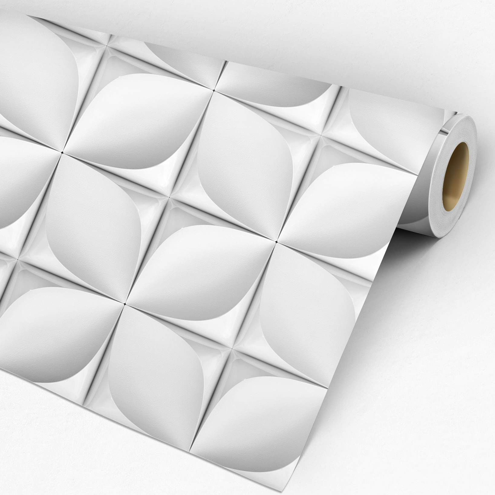 Encontraproduto.com.br - Papel de Parede Adesivo 3D Pétala Branco e Cinza - Medidas: 48 x 300 cm