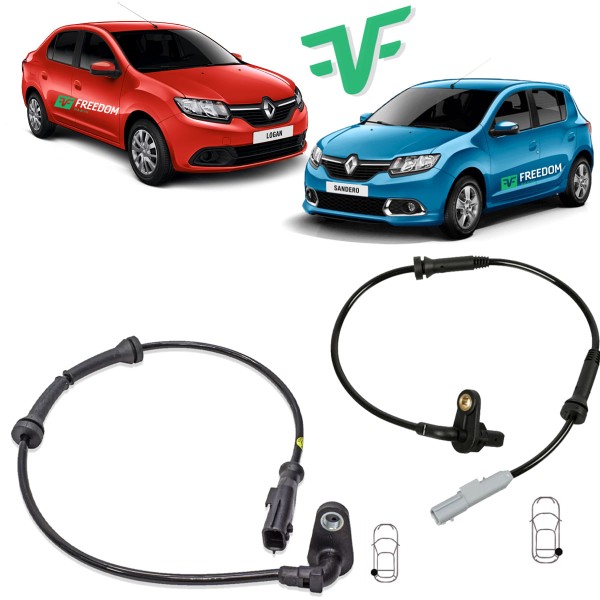 Sensor de freio abs renault sandero logan 2013 á 2021 traseiro direito/esquerdo kit c/2