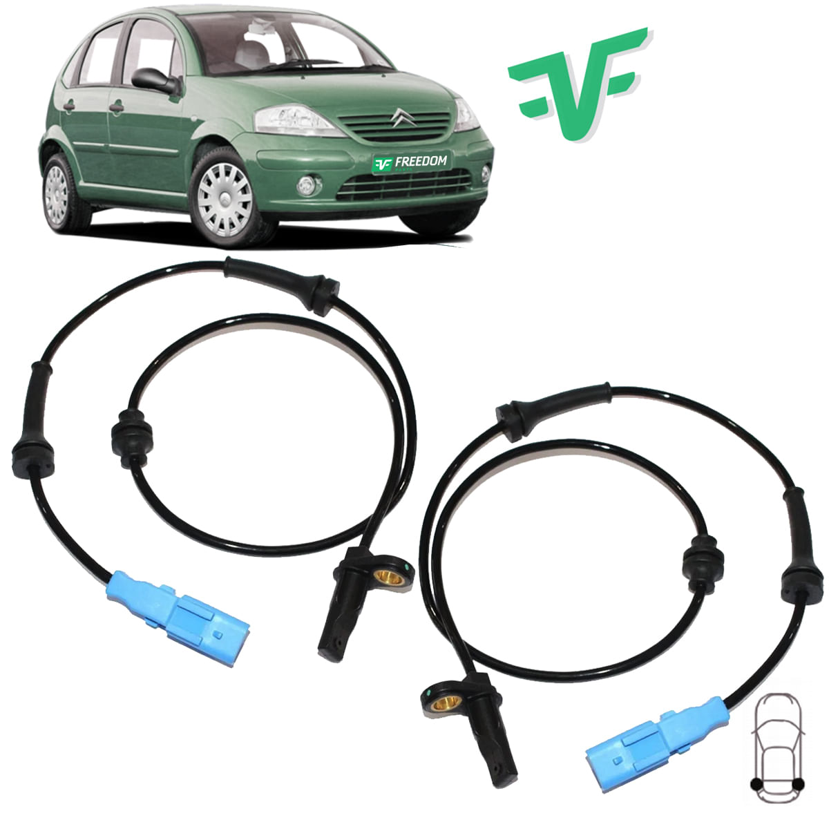 Encontraproduto.com.br - Sensor de freio abs citroen c3 1.4 1.6 2003 á 2012 traseiro direito/esquerdo kit c/2