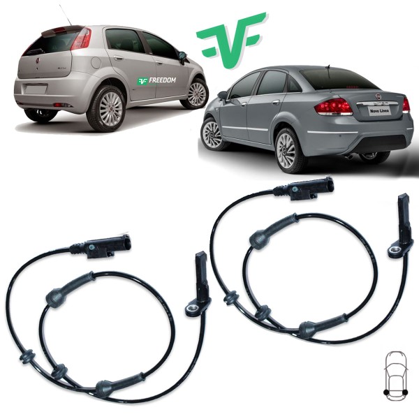Sensor de freio abs fiat linea punto 2007 á 2017 traseiro direito/esquerdo kit c/2
