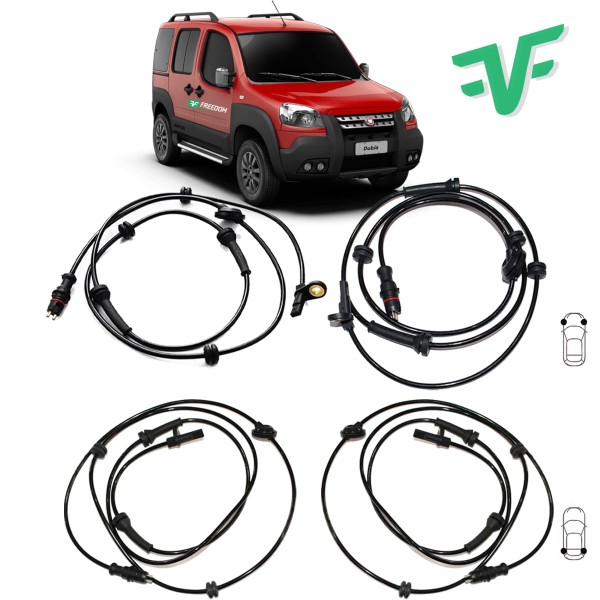 Sensor de freio abs fiat doblo adventure 2002 á 2018 dianteiro/traseiro direito/esquerdo kit c/4