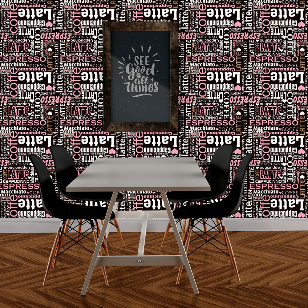 Papel de Parede Adesivo Gourmet Marrom Café Cappucino Latte Espresso - Medidas: 48 x 300 cm
