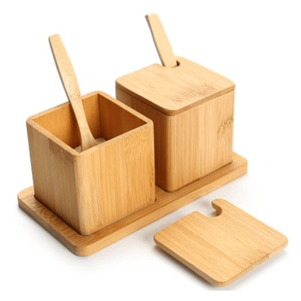 Encontraproduto.com.br - Porta Condimento Duplo Bambu - Tyft