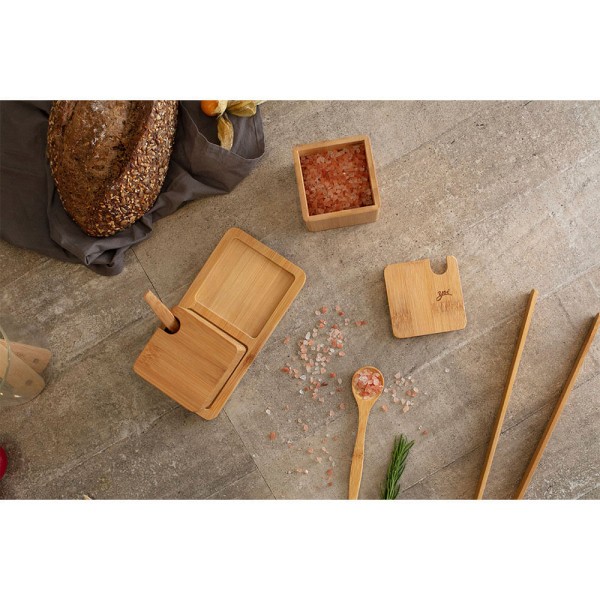 Encontraproduto.com.br - Porta Condimento Duplo Bambu - Tyft