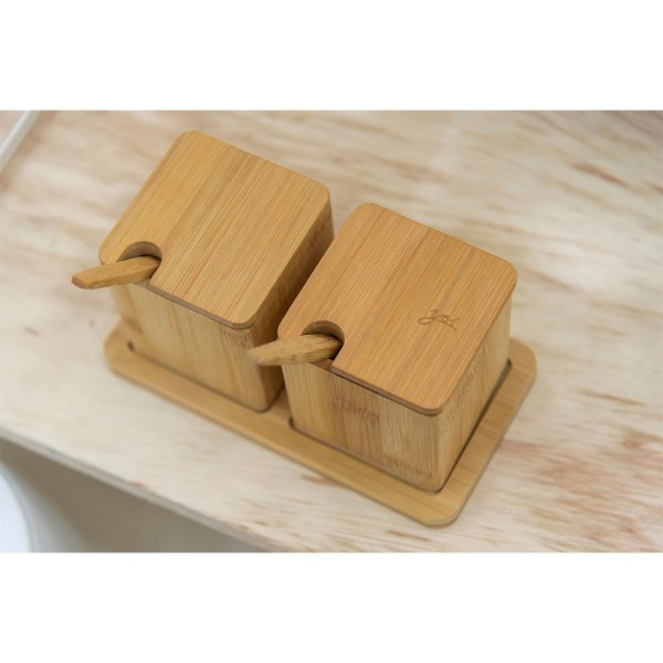 Encontraproduto.com.br - Porta Condimento Duplo Bambu - Tyft
