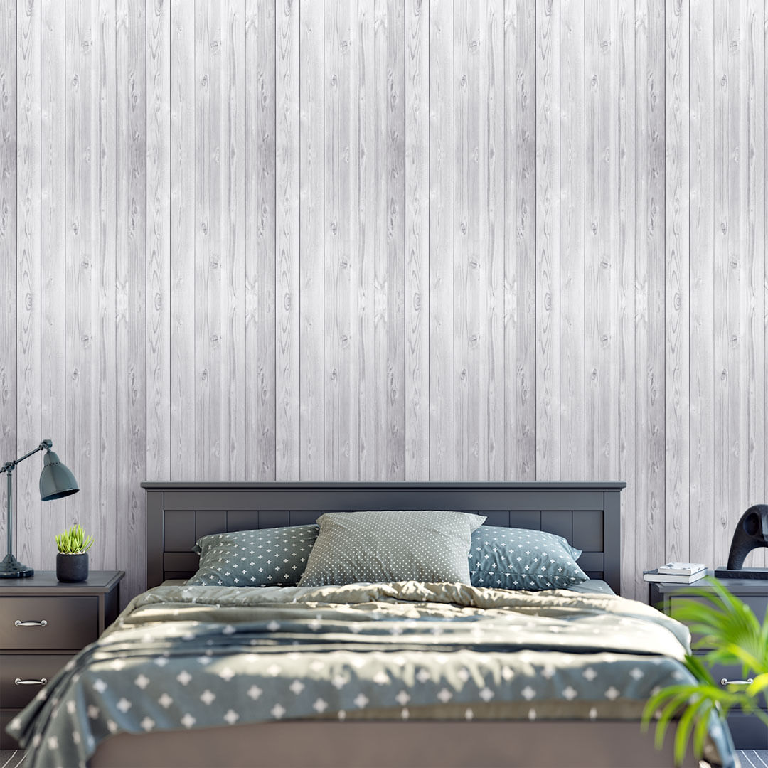 Encontraproduto.com.br - Papel de Parede Adesivo Madeira Cinza - Medidas: 48 x 300 cm